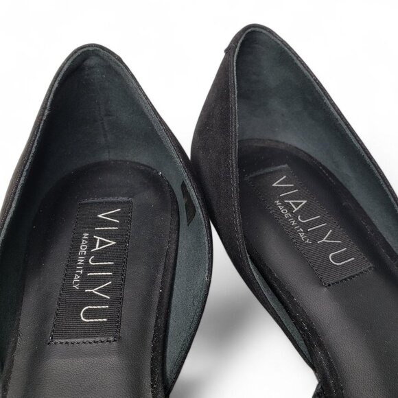 Viajiyu Metallic Glitter Flats Women's Pointed Toe Open Side Italian Evening 6.5 - Picture 7 of 9